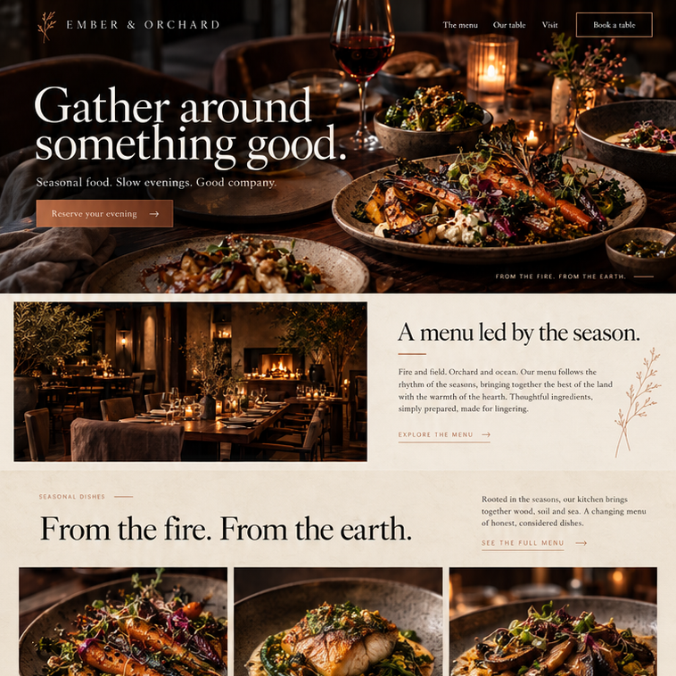 ember orchard restaurant full homepage preview