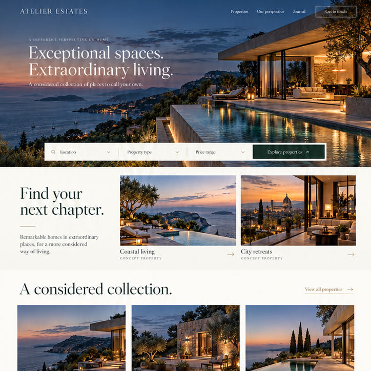 real estate atelier estates full homepage preview