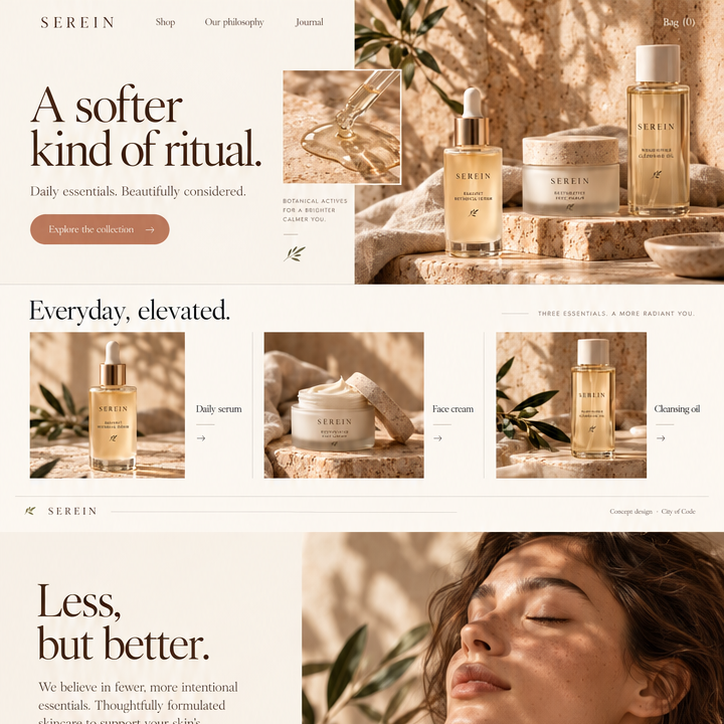 serein skincare full homepage preview